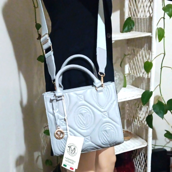 Valentino Orlandi Adj Crossbody Bag Embossed Charm Hang Tag w Dustbag NWT